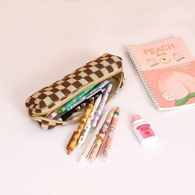 Alt view image 7 of 7 - Large Capacity Makeup Bag Set - 3 Pieces Checkered Cosmetic Bag for Women Travel Makeup Bag Organizer Cute Makeup Brushes Storage Bag Travel Toiletry Bag Storage Bag for Women,Brown