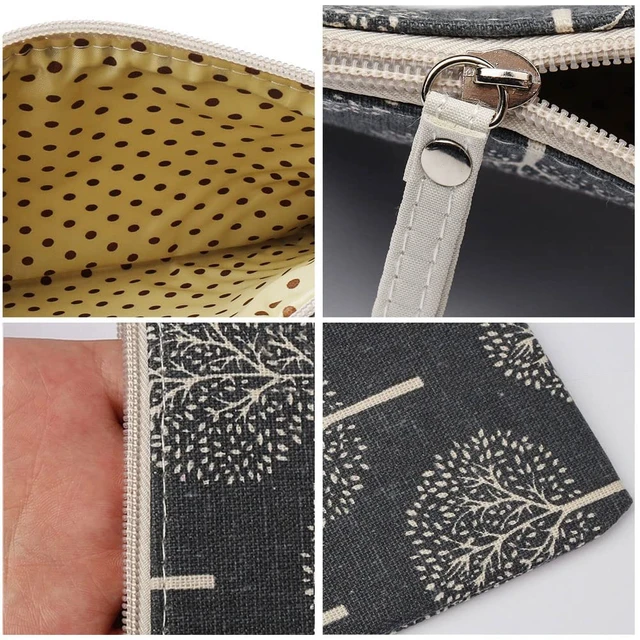 Alt view image 5 of 6 - 2 Pcs Canvas Cosmetic Bag, Multi-Function Small Zipper Pouch Cute Makeup Pouch Travel Toiletry Bag Travel Size Toiletries Christmas Stocking Stuffers Gifts for Women,8.6 * 5.5 In