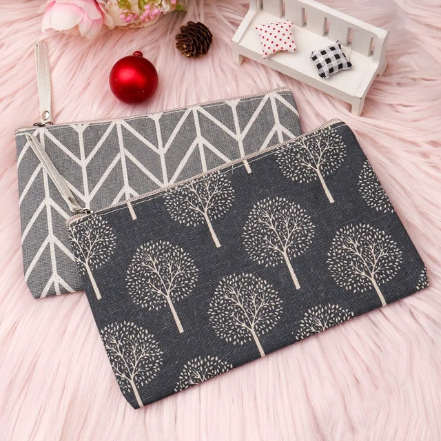 Alt view image 6 of 6 - 2 Pcs Canvas Cosmetic Bag, Multi-Function Small Zipper Pouch Cute Makeup Pouch Travel Toiletry Bag Travel Size Toiletries Christmas Stocking Stuffers Gifts for Women,8.6 * 5.5 In