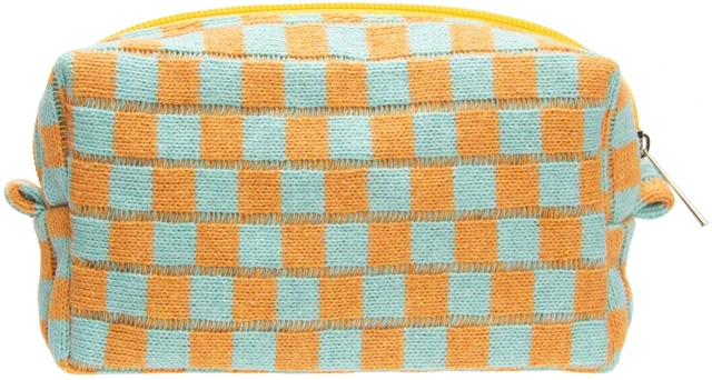 Main image of Checkered Makeup Bag for Purse, Small Travel Cosmetic Pouch,Orange Green | Cute Zipper Makeup Organizer for Women, Travel Essentials, Toiletries, Makeup Brushes, Beauty Accessories&Bridesmaid Gifts