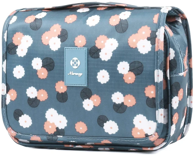 Main image of Small Hanging Travel Toiletry Bag for Women Girls Kids, Travel Bag for Toiletries, Makeup Bag Organizer Make Up Bags Cosmetic Bags (Blue Flower)