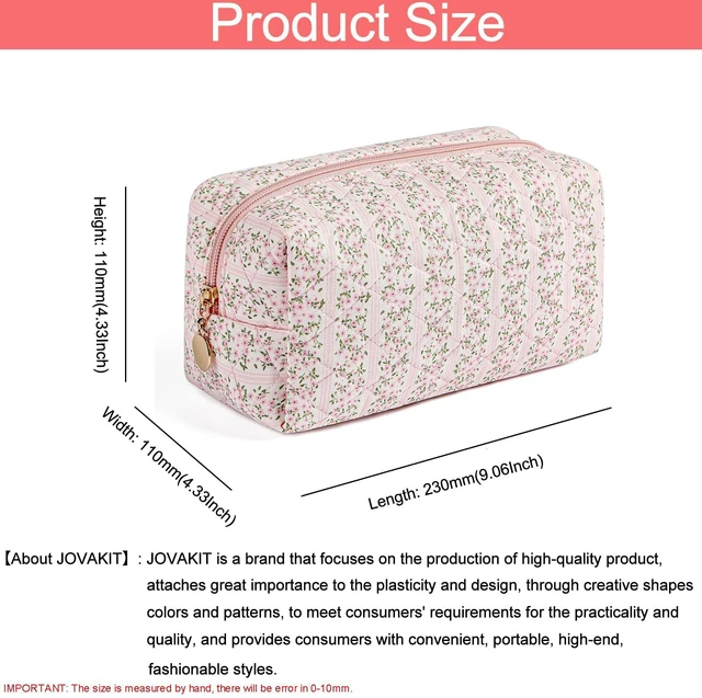 Alt view image 3 of 7 - Square Makeup Bag Cute Cosmetic Bag for Women, Floral Coquette Aesthetic Toiletry Bag, Zipper Make Up Pouch, Travel Make Up Organizer Bag (Pink Floral)