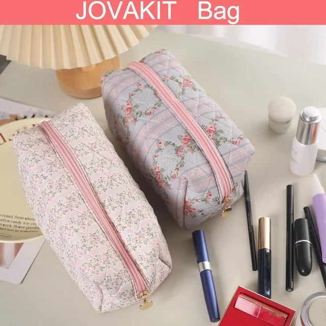 Alt view image 4 of 7 - Square Makeup Bag Cute Cosmetic Bag for Women, Floral Coquette Aesthetic Toiletry Bag, Zipper Make Up Pouch, Travel Make Up Organizer Bag (Pink Floral)