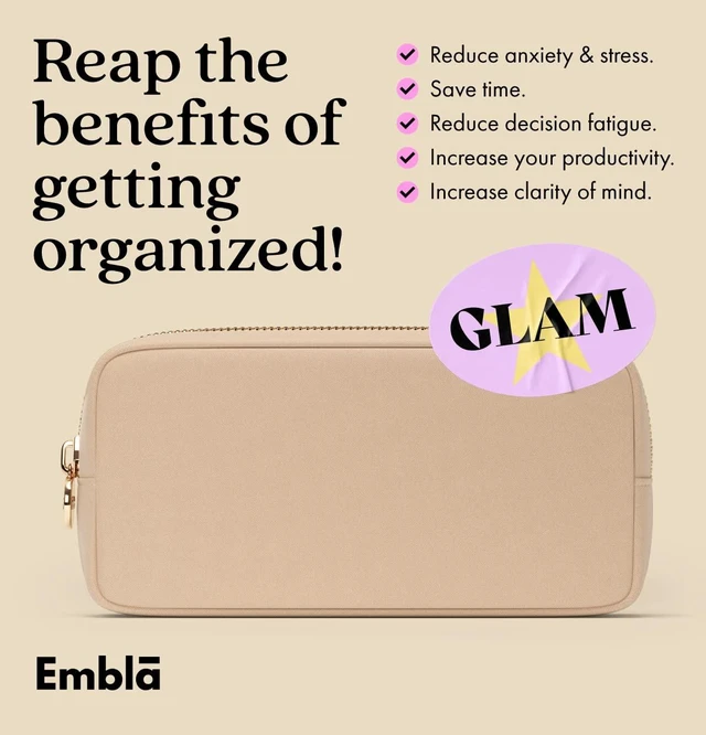 Alt view image 5 of 6 - Medium Travel Makeup Bag and Waterproof Nylon Travel Toiletry Bag with Smooth Zipper, Compact Slim Cosmetic Pouch, Beige