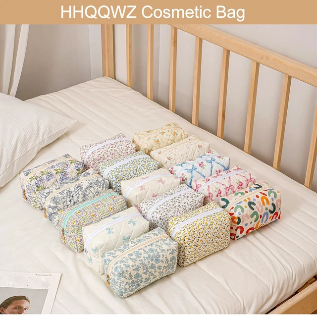 Alt view image 5 of 7 - Makeup Bag Travel Cosmetic Bag for Women Girls, Zipper Make Up Pouch, Floral Flowers Toiletry Organizer Makeup, Portable Storage Cosmetic Travel Cloth Bag (Blue Floral)