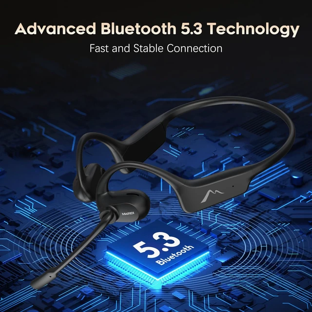 Alt view image 3 of 7 - Open Ear Headphones with Mic, Bluetooth Headset with AI Noise Canceling Microphone, Comfort Air Conduction Headphones Wireless Headset for Office Work Call Meeting Driving Sports