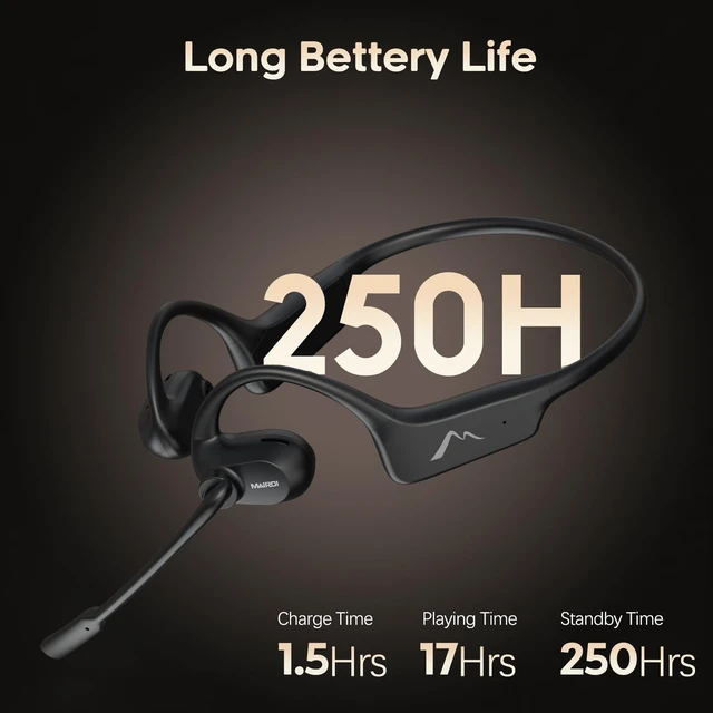 Alt view image 4 of 7 - Open Ear Headphones with Mic, Bluetooth Headset with AI Noise Canceling Microphone, Comfort Air Conduction Headphones Wireless Headset for Office Work Call Meeting Driving Sports