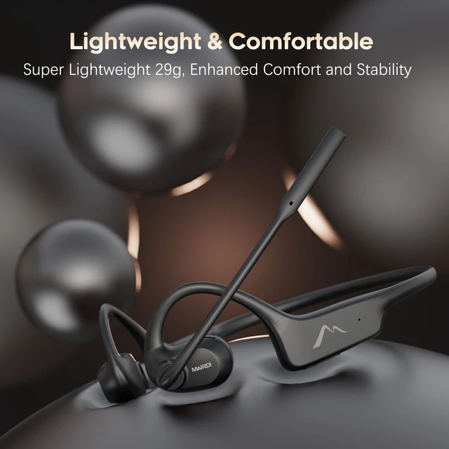 Alt view image 6 of 7 - Open Ear Headphones with Mic, Bluetooth Headset with AI Noise Canceling Microphone, Comfort Air Conduction Headphones Wireless Headset for Office Work Call Meeting Driving Sports