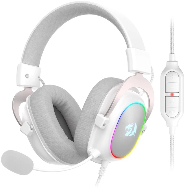 Main image of H510 Zeus-X RGB White Wired Gaming Headset - 7.1 Surround Sound - 53MM Audio Drivers in Memory Foam Ear Pads w/Reliable Fabric Cover- Multi Platforms Headphone - USB Powered for PC/PS4/NS