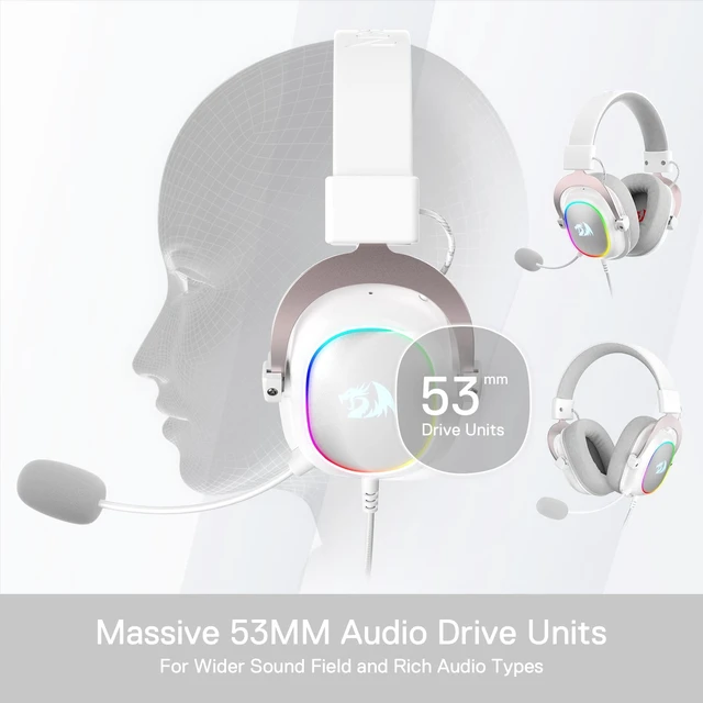 Alt view image 4 of 7 - H510 Zeus-X RGB White Wired Gaming Headset - 7.1 Surround Sound - 53MM Audio Drivers in Memory Foam Ear Pads w/Reliable Fabric Cover- Multi Platforms Headphone - USB Powered for PC/PS4/NS
