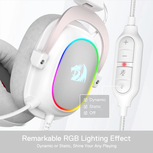Alt view image 6 of 7 - H510 Zeus-X RGB White Wired Gaming Headset - 7.1 Surround Sound - 53MM Audio Drivers in Memory Foam Ear Pads w/Reliable Fabric Cover- Multi Platforms Headphone - USB Powered for PC/PS4/NS