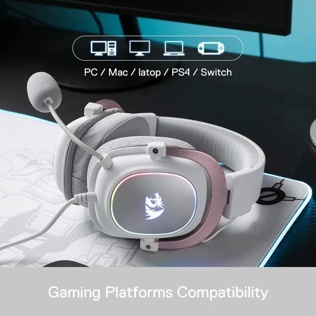 Alt view image 7 of 7 - H510 Zeus-X RGB White Wired Gaming Headset - 7.1 Surround Sound - 53MM Audio Drivers in Memory Foam Ear Pads w/Reliable Fabric Cover- Multi Platforms Headphone - USB Powered for PC/PS4/NS