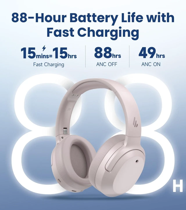 Alt view image 5 of 7 - W820NB Plus Gen 2 Over-Ear Noise Cancelling Headphone, Smoky Pink 49 dB ANC, LDAC Hi-Res Audio, Bluetooth 6.1 & Multipoint, 40mm Titanium Driver, 88H Playtime, Spatial Sound, AI Clear Calls