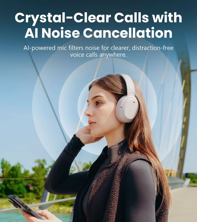 Alt view image 6 of 7 - W820NB Plus Gen 2 Over-Ear Noise Cancelling Headphone, Smoky Pink 49 dB ANC, LDAC Hi-Res Audio, Bluetooth 6.1 & Multipoint, 40mm Titanium Driver, 88H Playtime, Spatial Sound, AI Clear Calls