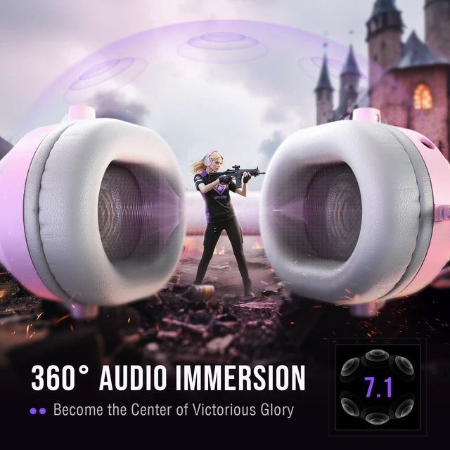 Alt view image 3 of 7 - AmpliGame H13P Wired RGB Gaming Headset for PC, Mac, PS4, PS5 | 50mm Drivers, 7.1 Surround Sound, Solid Metal Frame, AI Noise Canceling Mic, Game/chat Balance, for gaming/streaming