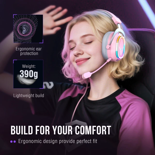 Alt view image 5 of 7 - AmpliGame H13P Wired RGB Gaming Headset for PC, Mac, PS4, PS5 | 50mm Drivers, 7.1 Surround Sound, Solid Metal Frame, AI Noise Canceling Mic, Game/chat Balance, for gaming/streaming