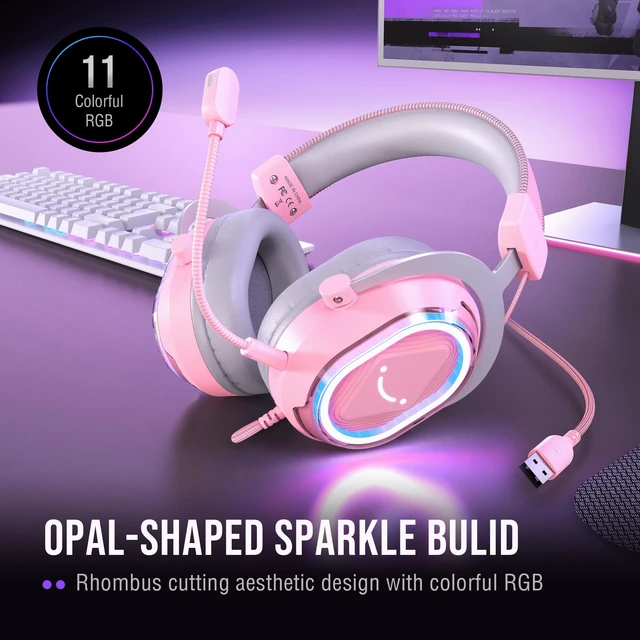 Alt view image 4 of 7 - AmpliGame H13P Wired RGB Gaming Headset for PC, Mac, PS4, PS5 | 50mm Drivers, 7.1 Surround Sound, Solid Metal Frame, AI Noise Canceling Mic, Game/chat Balance, for gaming/streaming