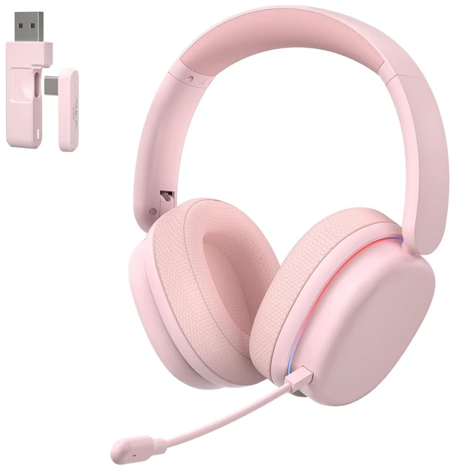 Main image of G7 Pro Wireless Gaming Headset with 7.1 Surround Sound, 40mm Driver,BT5.3 Gaming Headphones with Mic, RGB, 10ms Latency, 65H Battery,Pink Gaming Headset for PS5,PS4, Switch,PC,Wired Mode for Xbox
