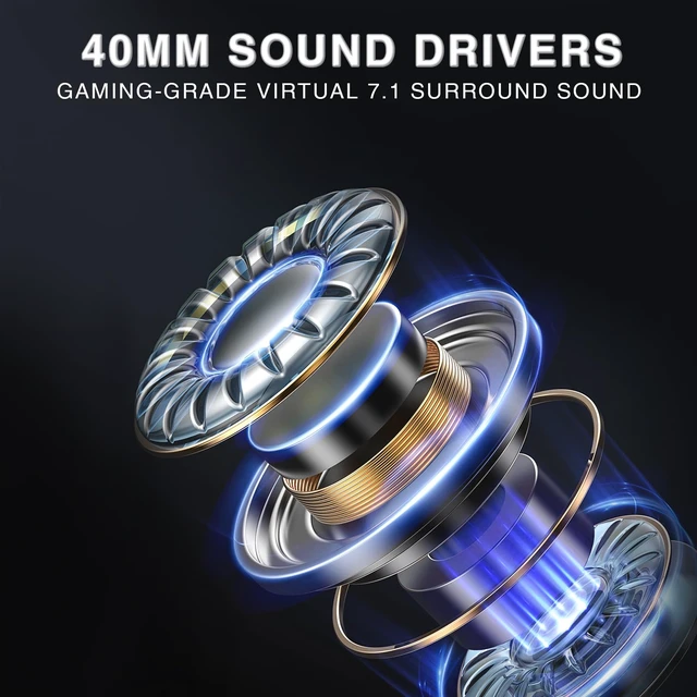 Alt view image 5 of 7 - G7 Pro Wireless Gaming Headset with 7.1 Surround Sound, 40mm Driver,BT5.3 Gaming Headphones with Mic, RGB, 10ms Latency, 65H Battery,Pink Gaming Headset for PS5,PS4, Switch,PC,Wired Mode for Xbox