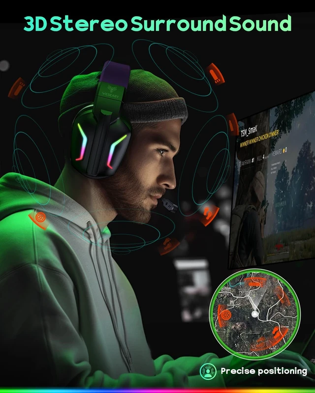 Alt view image 3 of 7 - Wireless Gaming Headset for PS5, PS4, PC, Switch & Mac| 2.4GHz USB | Bluetooth 5.4 Gaming Headphones with Mic, 20ms Ultra-Low Latency, 50H Battery Life, 3D Spatial Audio, Dynamic Lighting