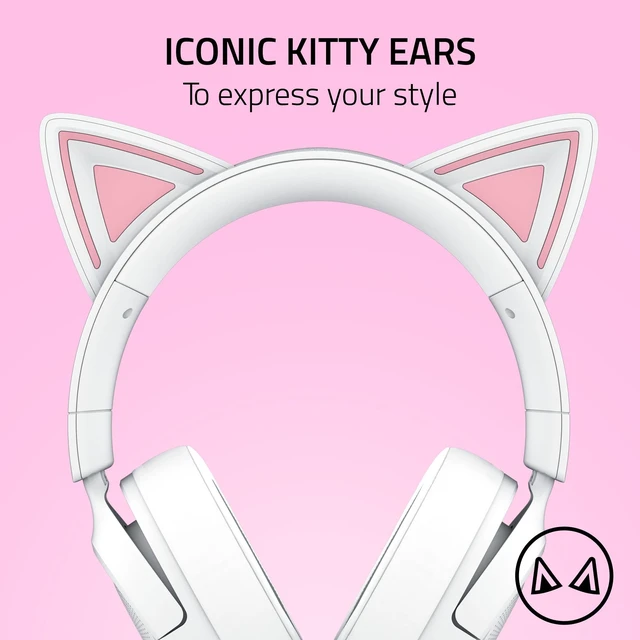 Alt view image 2 of 7 - Kraken Kitty V3 X Wired Gaming Headset, Kitty Ears, White | HyperClear Cardioid Mic, 40 mm Drivers, 7.1 Surround Sound, Comfy Ear Cushions, Cross-Platform via 3.5mm PC, PS5, Xbox