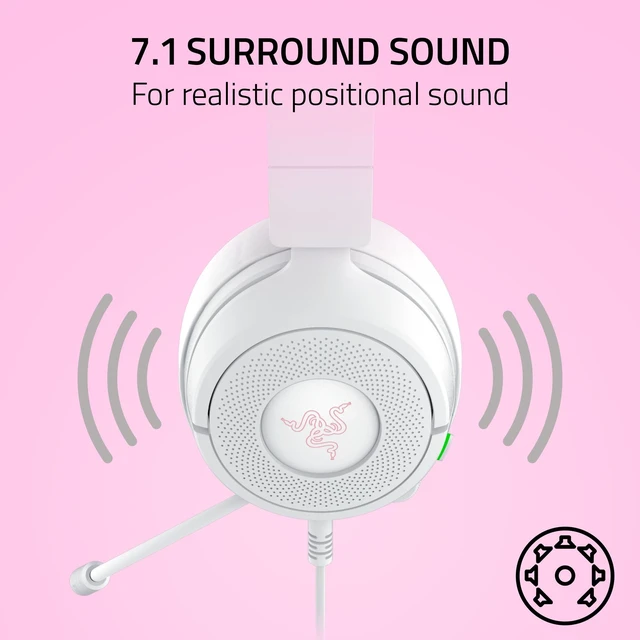 Alt view image 5 of 7 - Kraken Kitty V3 X Wired Gaming Headset, Kitty Ears, White | HyperClear Cardioid Mic, 40 mm Drivers, 7.1 Surround Sound, Comfy Ear Cushions, Cross-Platform via 3.5mm PC, PS5, Xbox
