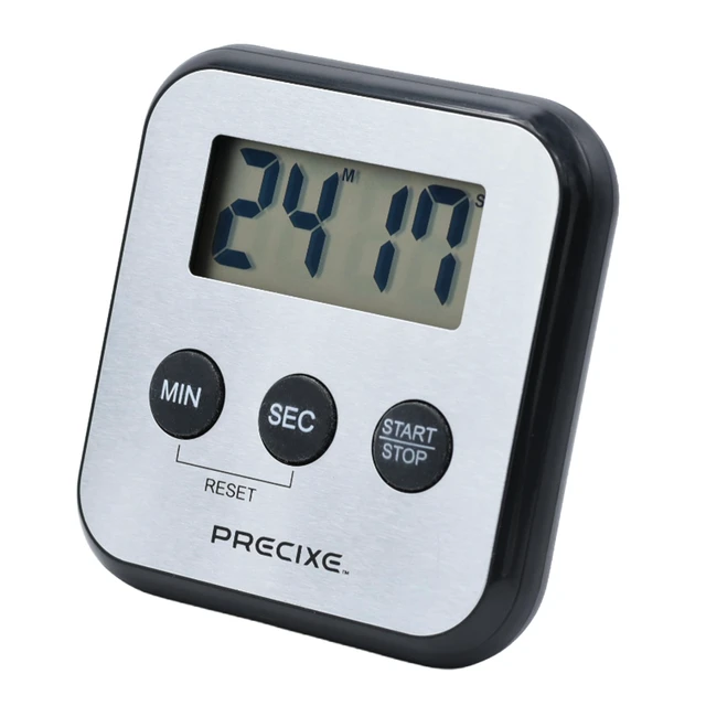 Alt view image 6 of 7 - Compact Stainless Steel Digital Timer | High-Contrast LCD Display | Countdown and Countup for Kitchen, Study, or Classroom | Magnet and Stand