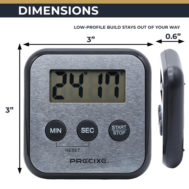 Alt view image 4 of 7 - Compact Stainless Steel Digital Timer | High-Contrast LCD Display | Countdown and Countup for Kitchen, Study, or Classroom | Magnet and Stand