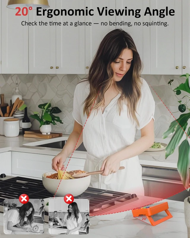 Alt view image 3 of 7 - Digital Kitchen Timer with 4 Channel, Loud Alarm and Silent Mode | Magnetic Cooking Timer with Count Up & Countdown for Kids and Seniors, Large Display to Read, Auto Memory, Battery Included