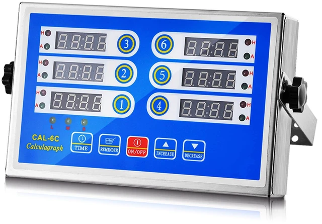 Main image of Commercial 6 Channel Kitchen Timer Cooking Countdown with Clear Display Loud Ring Alarm Reminder for Restaurant Multiple Events
