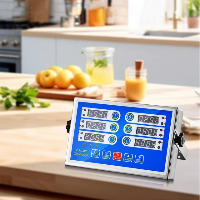 Alt view image 6 of 6 - Commercial 6 Channel Kitchen Timer Cooking Countdown with Clear Display Loud Ring Alarm Reminder for Restaurant Multiple Events