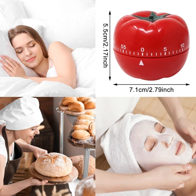 Alt view image 2 of 5 - Manual Mechanical Tomato Timer -Ring Alarm Kitchen Timer for Cooking Study Gym Countdown Clock Red