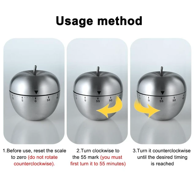 Alt view image 3 of 7 - Mechanical Kitchen Timer, Wind Up Timer, 60 Minute Apple Timer | No battery manual timer with 60 minute countdown, loud alarm, and compact apple design for kitchen and daily use
