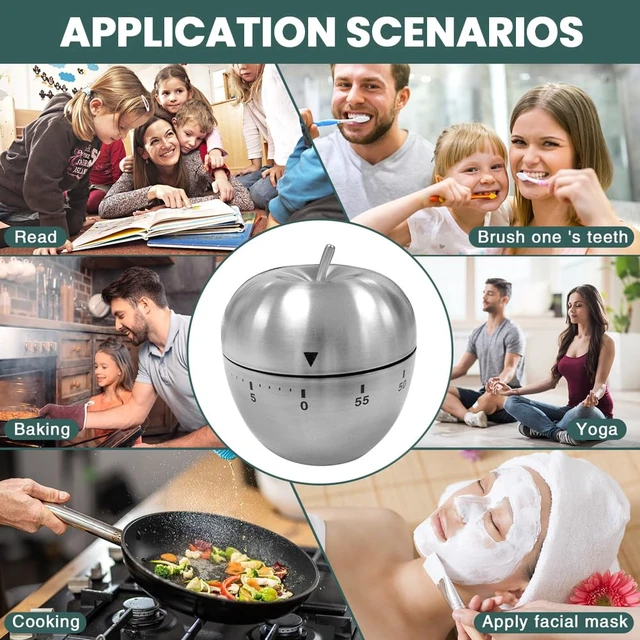 Alt view image 7 of 7 - Mechanical Kitchen Timer, Wind Up Timer, 60 Minute Apple Timer | No battery manual timer with 60 minute countdown, loud alarm, and compact apple design for kitchen and daily use