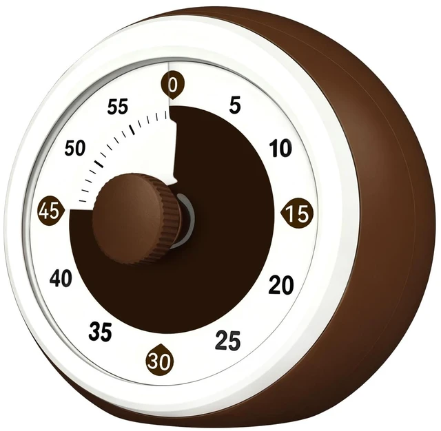 Main image of Kitchen Timer with Large Number Disk, Kids Visual Timer Silent Countdown Clock Timers for Classroom Teacher Must Haves, 60-Minute Desk Visual Timer for Kids Home School Cooking, White Brown