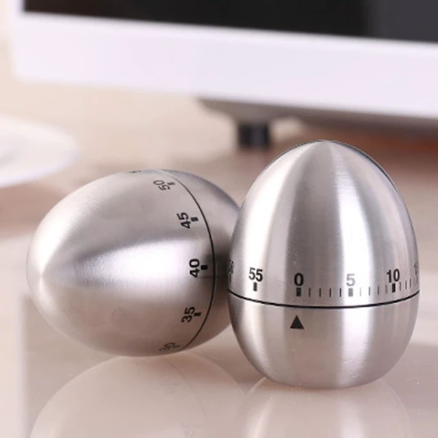 Alt view image 7 of 7 - Kitchen Timer for Cooking, Stainless Steel Egg Kitchen Timer | Mechanical Rotating Alarm 60 Minutes Count Down Time Clock for Cooking Learning, with Manual