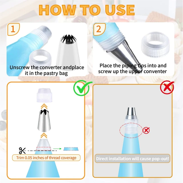 Alt view image 4 of 6 - Large Piping Tips Set - 14pcs Reusable Stainless Steel Icing Nozzles Kit Cake Decorating Tools For Cupcake Cookie Pastrys Dough