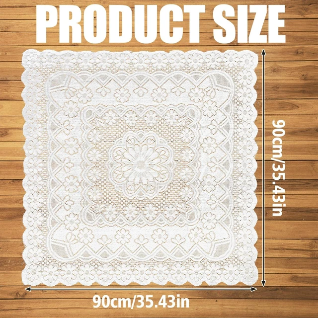 Alt view image 2 of 7 - Small Lace Round Tablecloth, White Square Lace Tablecloth | Lace Design, Round Shape