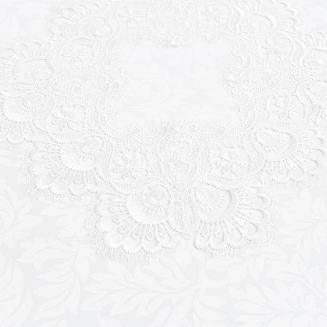 Alt view image 7 of 7 - White Lace Jacquard Small Square Tablecloth 36 x 36 Inch | Elegant Small White Lace Table Cloth, End Side Coffee Table Topper, Tables Cover for Home Dresser Scarf, Table Centerpiece