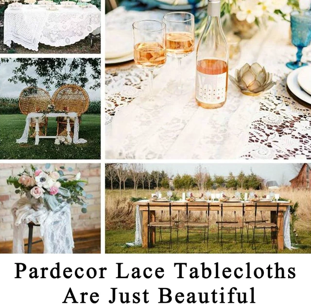 Alt view image 6 of 6 - Lace Tablecloth Rectangular 60x120 White Embroidered Lace Tablecloths for Christmas Elegant Birthday Decoration Vintage Wedding Netting