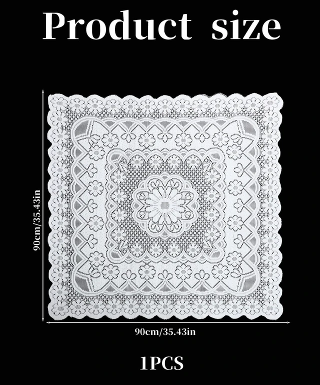 Alt view image 2 of 7 - White Square Lace Tablecloth 35 X 35 Inch Embroidered Small Lace Tablecloth | Vintage Small Square Tablecloth Lace Tableclothes for Round Rectangle Outdoor Wedding Party Coffee Tea Table Decor
