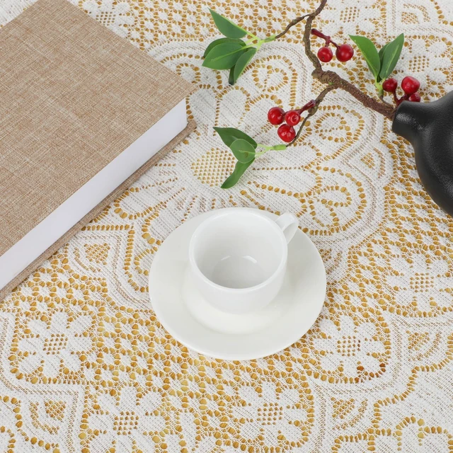 Alt view image 5 of 7 - White Square Lace Tablecloth 35 X 35 Inch Embroidered Small Lace Tablecloth | Vintage Small Square Tablecloth Lace Tableclothes for Round Rectangle Outdoor Wedding Party Coffee Tea Table Decor