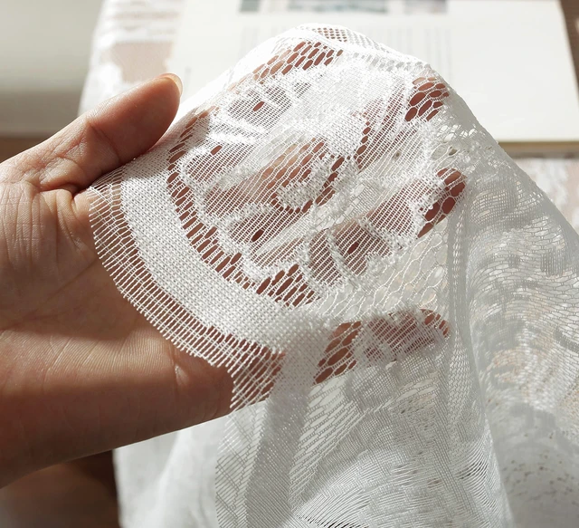 Alt view image 4 of 7 - 60inch White Round Floral Embroidered lace Table Cloths | Vintage Floral Embroidered Table Cover for Wedding Banquet HolidayDinner Tables