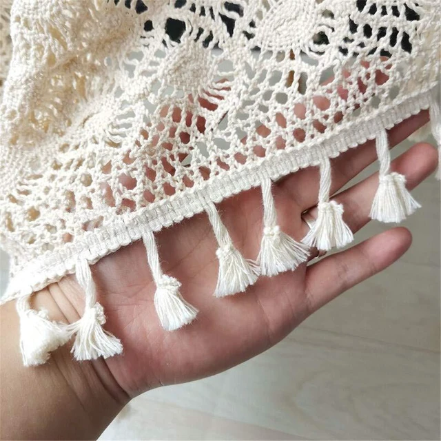 Alt view image 3 of 6 - Vintage Crochet Tablecloths Lace Doilies Cotton Beige Square Tablecloths Table Cover Table Topper Wedding Home Party Decoration
