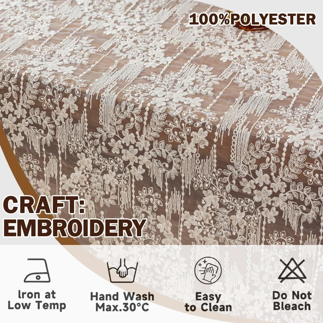 Alt view image 5 of 7 - Lace Embroidered Tablecloth. Square Lace Vintage Tablecloth Dustproof Table Protector for Kitchen Dining Room Party Banquet Home Picnic Wedding Decoration (Creamy White 35.5×35.5 inch)