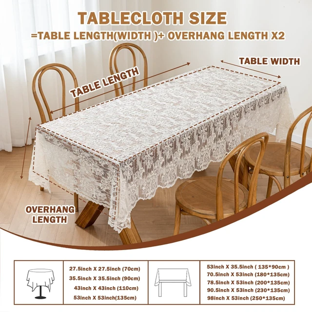 Alt view image 7 of 7 - Lace Embroidered Tablecloth. Square Lace Vintage Tablecloth Dustproof Table Protector for Kitchen Dining Room Party Banquet Home Picnic Wedding Decoration (Creamy White 35.5×35.5 inch)