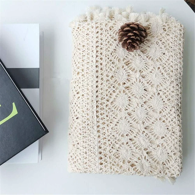 Alt view image 6 of 6 - Vintage Crochet Tablecloths Lace Doilies Cotton Beige Square Tablecloths Table Cover Table Topper Wedding Home Party Decoration