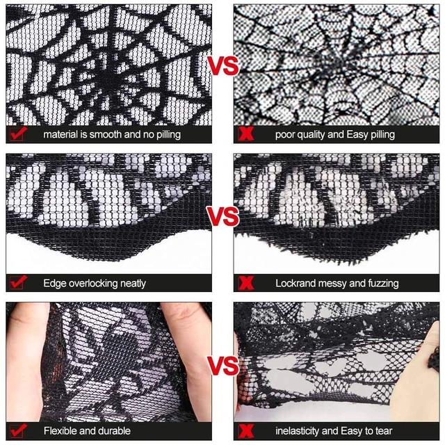 Alt view image 4 of 7 - Rectangular Halloween Tablecloth, Halloween Bat Spider Web Tablecloth Decor | 60" x 104" Black Lace Tablecloth Bat Cobweb Table Cover for Halloween Party Décor Dinner Spooky Meals Decoration