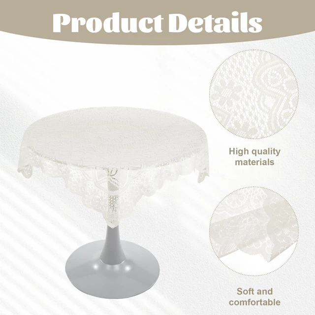 Alt view image 3 of 7 - Beige Lace Tablecloth 36 x 36Inch Small Square Tablecloth Vintage Crochet Tableclothes for Outdoor Tea Party Reception Dinner Home Decor