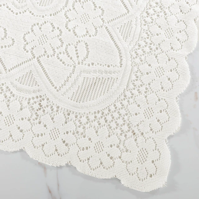 Alt view image 4 of 7 - Beige Lace Tablecloth 36 x 36Inch Small Square Tablecloth Vintage Crochet Tableclothes for Outdoor Tea Party Reception Dinner Home Decor